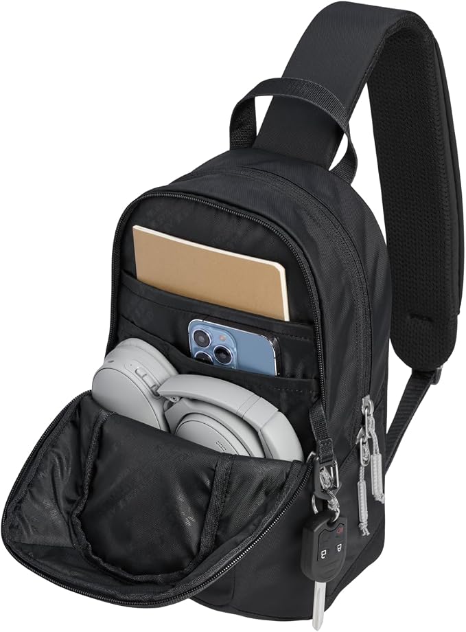 STANLEY Vitalize Crossbody Bag | Hydration Sling with Zippered Drinkware Compartment | Adjustable Strap | Multiple Storage Pockets | Durable Recycled Fabric | Black