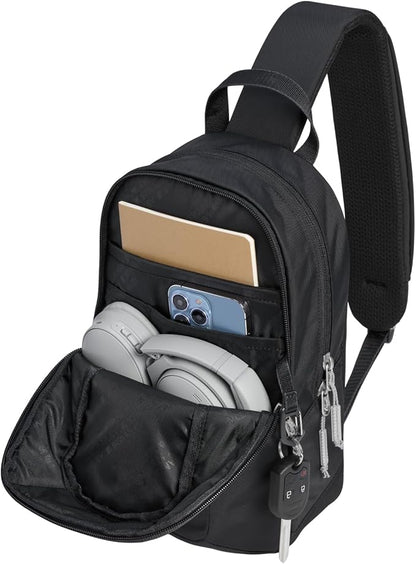 STANLEY Vitalize Crossbody Bag | Hydration Sling with Zippered Drinkware Compartment | Adjustable Strap | Multiple Storage Pockets | Durable Recycled Fabric | Black