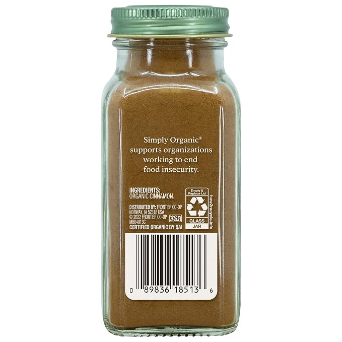 Simply Organic Ground Cinnamon, 2.45 Ounce Bottle, Gourmet Quality Cinnamon, Full Balanced Spicy Flavor, Kosher