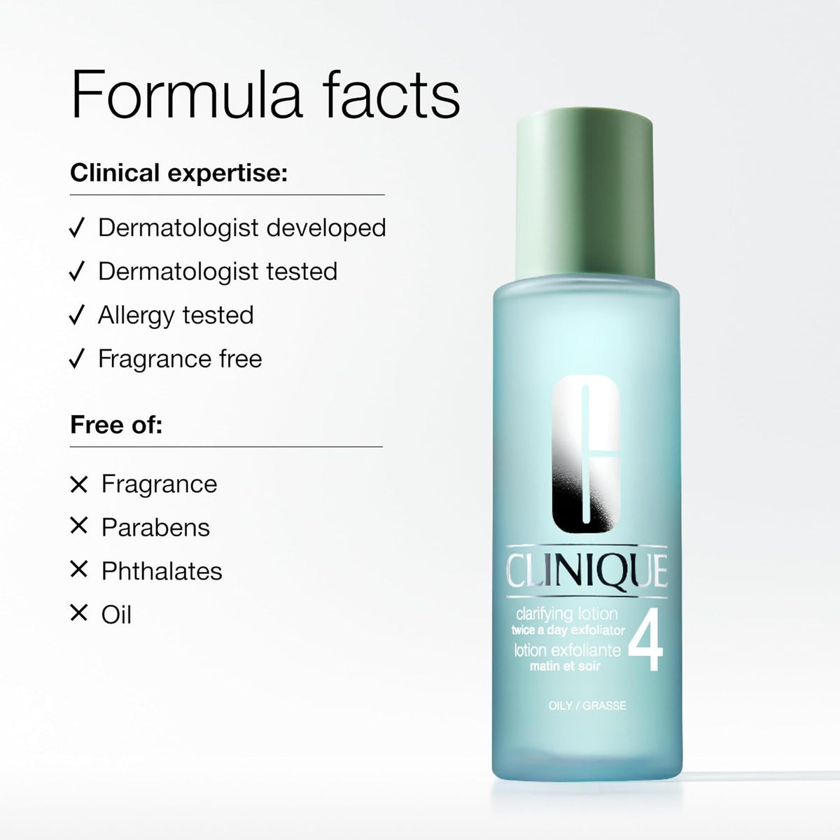 Clinique Clarifying Lotion 1.0, 1, 2, 3 & 4 | Exfoliating Face Toner with Witch Hazel | 5 Formulas for Every Skin Type | Step 2 of 3-Step Skin Care Routine
