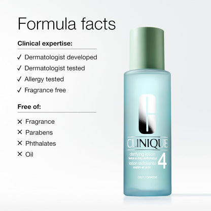 Clinique Clarifying Lotion 1.0, 1, 2, 3 & 4 | Exfoliating Face Toner with Witch Hazel | 5 Formulas for Every Skin Type | Step 2 of 3-Step Skin Care Routine