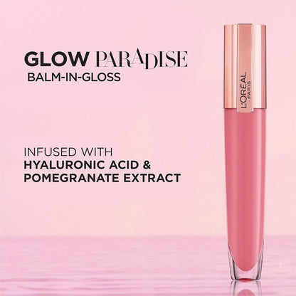 L'Oreal Paris Glow Paradise Hydrating Tinted Lip Balm-in-Gloss with Pomegranate Extract & Hyaluronic Acid, Ultra-Gentle, Non-Sticky Formula, Blissful Blush, 0.23 fl oz