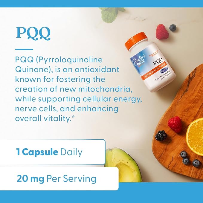 Doctor's Best PQQ with BioPQQ Supplement 20 mg, Gluten Free, 30 Veg Caps