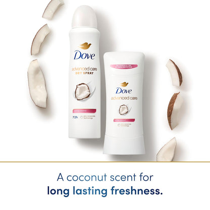 Dove Advanced Care Antiperspirant Deo Dry Spray Caring Coconut Pack of 12 to help your skin barrier repair after shaving 72h odor controlandall-day sweat protection for soft resilient underarms 3.8oz