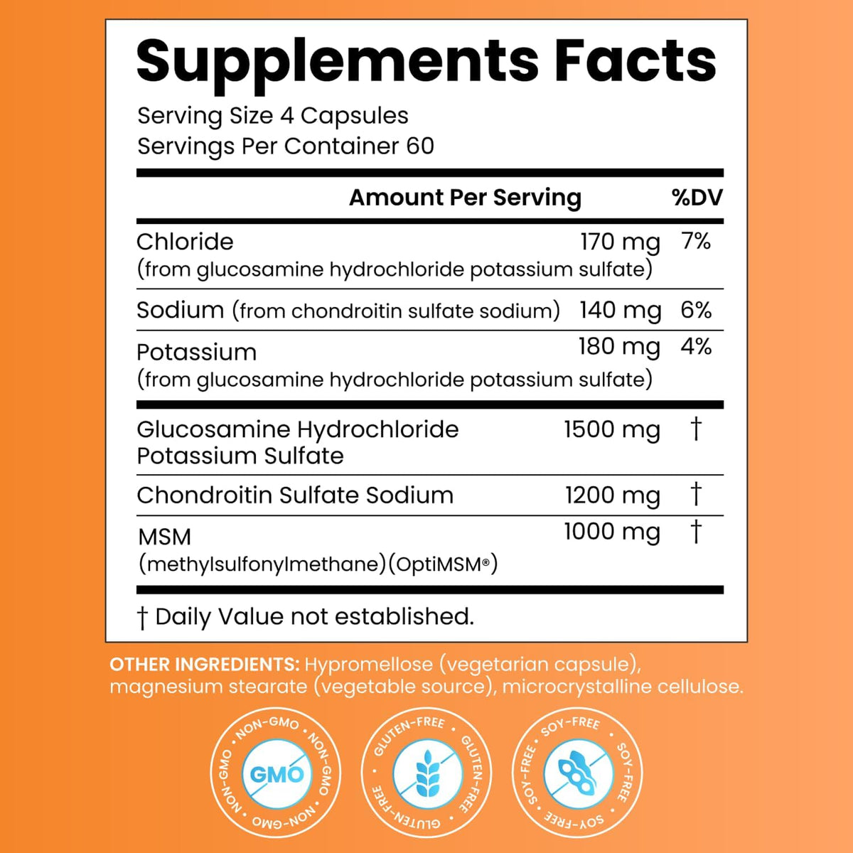 Doctor's Best Glucosamine Chondroitin MSM, Non GMO, 240 Capsules (2 Pack)