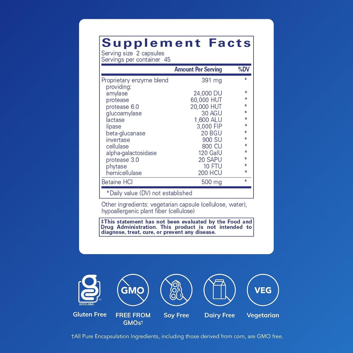 Pure Encapsulations Digestive Enzymes Ultra with Betaine HCl, 90 Capsules