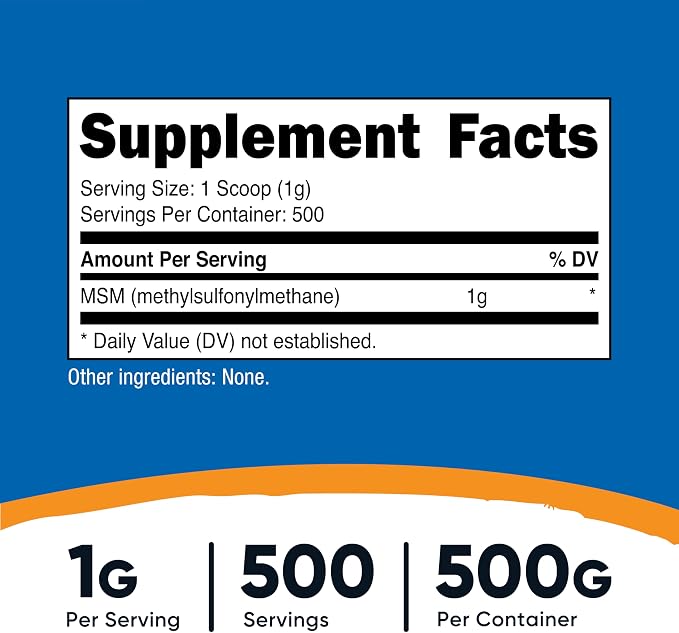 Nutricost Pure MSM Powder 500 Grams (Methylsulfonylmethane)