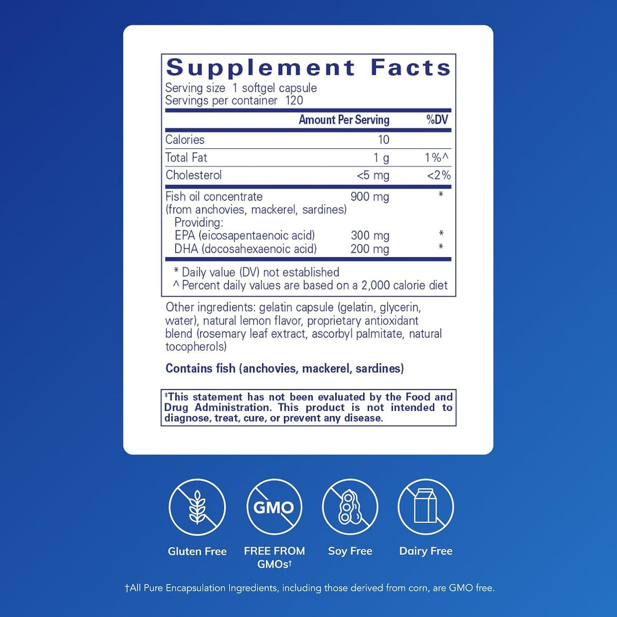 Pure Encapsulations EPA/DHA with Lemon, 120 Softgel Capsules