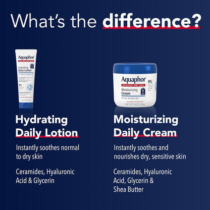 Aquaphor Moisturizing Face and Body Cream with Hyaluronic Acid, 8 OZ