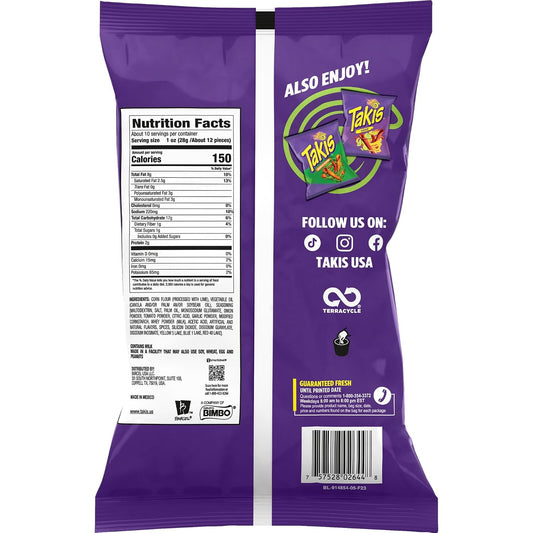 Takis Guacamole 9.9 oz Sharing Size Bag, Guacamole Flavored Mild Spicy Rolled Tortilla Chips