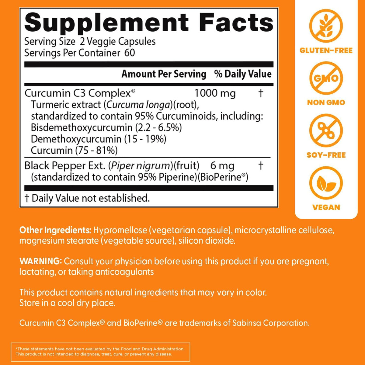 Doctor's Best Turmeric Curcumin Supplement 1000mg, 120 Veg Capsules