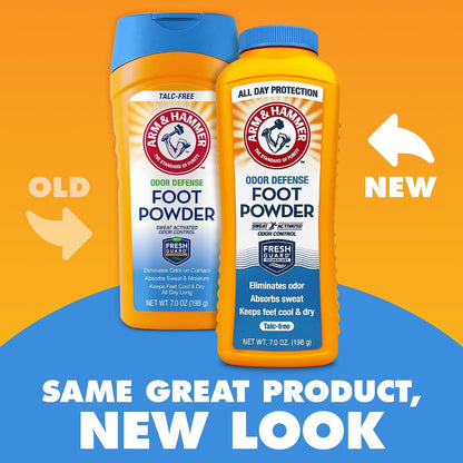 Arm & Hammer Foot Powder for Shoes & Feet, Talc-Free Odor & Moisture Control for Men & Women, 7 oz (9 Pack)