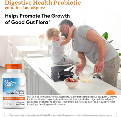 Doctor's BEST Digestive Health Probiotic, for Men & Women, 60 Veg Caps