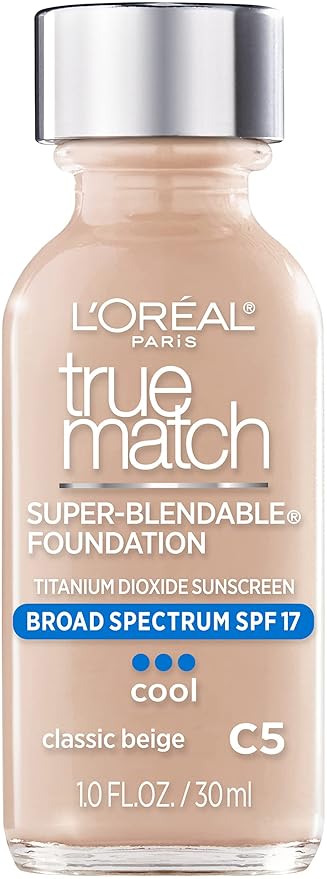 L'Oreal Paris Makeup True Match Super-Blendable Liquid Foundation, Classic Beige C5, 1 Fl Oz,1 Count