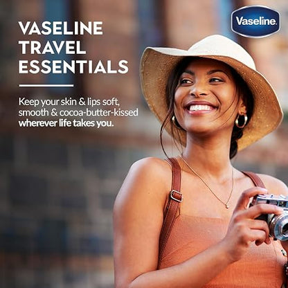 Vaseline Cocoa Butter Lovers Travel Essentials Set – Cocoa Butter Infused Petroleum Jelly, Shimmer Jelly Stick, Glow Body Cream, Lip Therapy Stick & Mini Jar