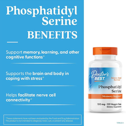Doctor's BEST Phosphatidylserine Supplement 100 mg, Vegan, 120 Veg Caps