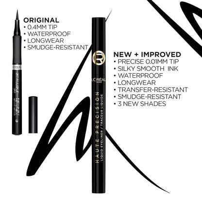 L'Oreal Paris Haute Precision Waterproof Liquid Eyeliner, Smudge-Proof Eye Liner with Micro-Tip, for up to 28HR Eye Makeup Wear, 030 Blue Suede