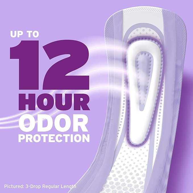 Poise Ultra Thin Incontinence & Postpartum Pads for Bladder Leaks, 3 Drop Light Absorbency, Regular Length, 28 Count (Packaging May Vary)