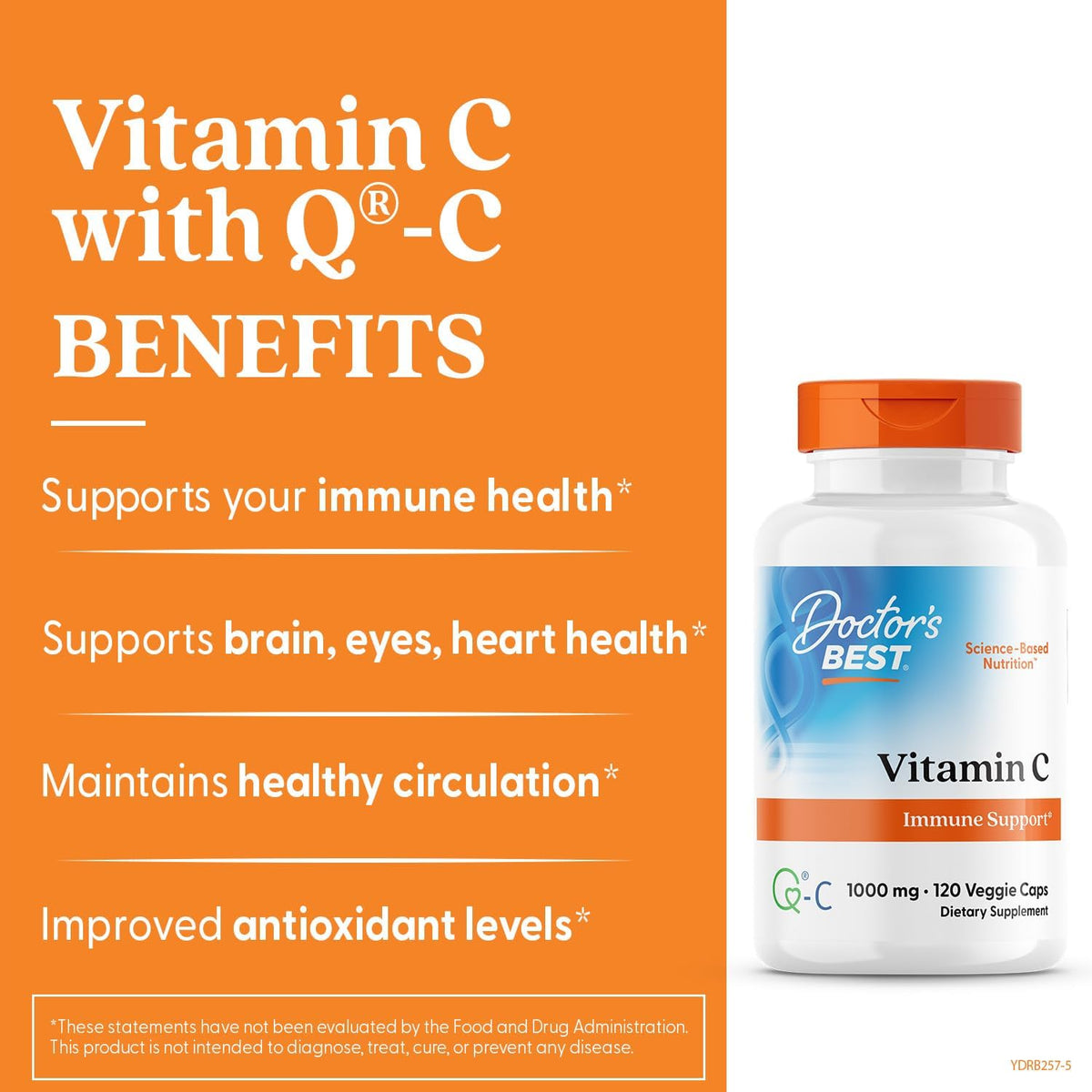 Doctor's BEST Vitamin C 1000mg Supplement, for Men & Women, 120 Veg Caps