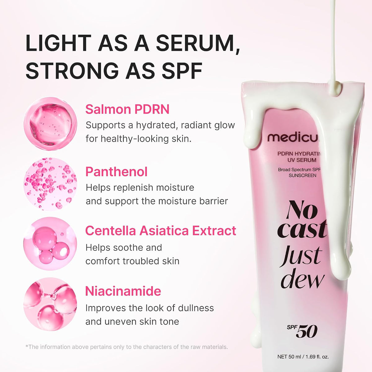 medicube Sunscreen No Cast Just Dew PDRN Hydrating UV Sun Serum, SPF 50