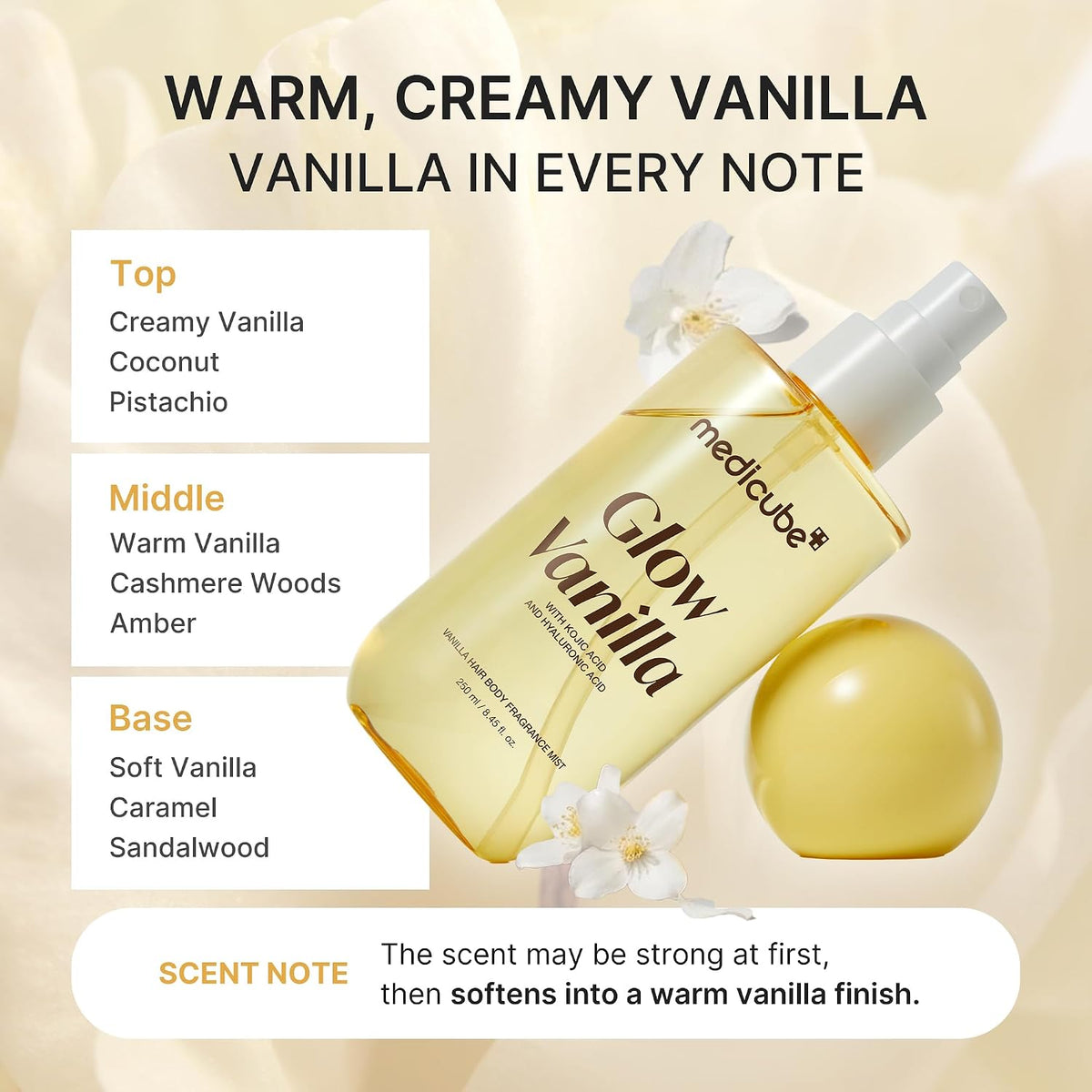 medicube Glow Vanilla Hair & Body Fragrance Mist, Odor Care, 8.45 fl.oz
