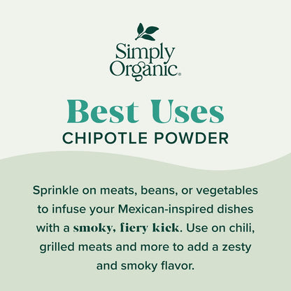 Simply Organic, Chipotle Powder Organic, 2.65 Ounce