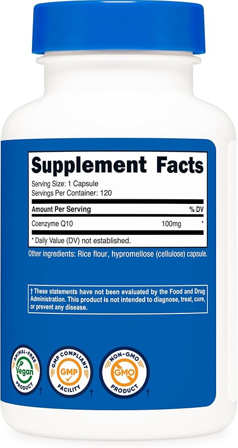 Nutricost CoQ10 100mg, 120 Vegetarian Capsules, 120 Servings - High Absorption, Vegetarian, Non-GMO, Coenzyme Q10 (Pack of 2)