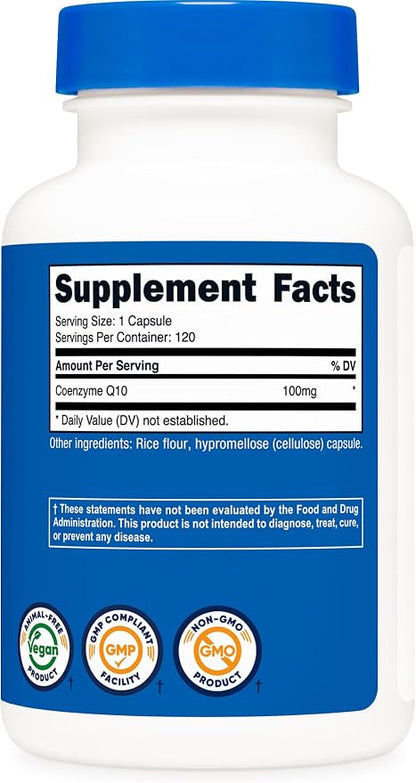 Nutricost CoQ10 100mg, 120 Vegetarian Capsules, 120 Servings - High Absorption, Vegetarian, Non-GMO, Coenzyme Q10 (Pack of 2)