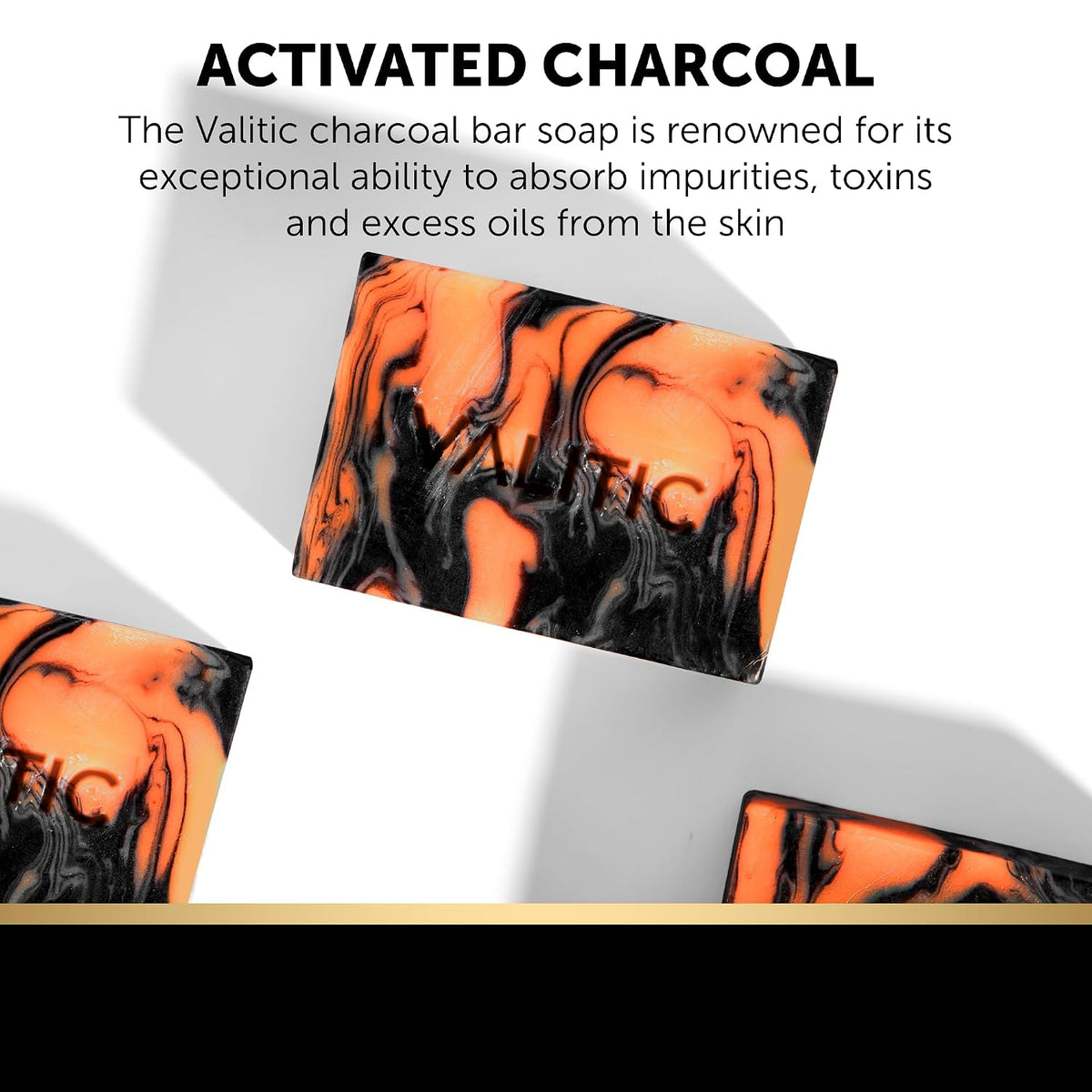VALITIC Charcoal Kojic Acid Turmeric Black Soap for Dark Spots, 4 Pack