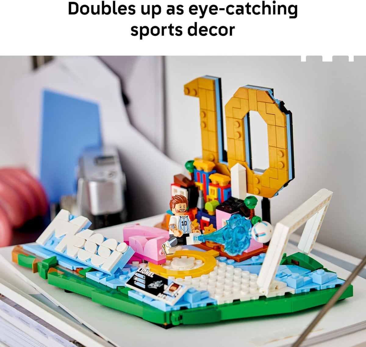 LEGO Editions Lionel Messi – Soccer Highlights - Building Set for Boys & Girls, Ages 10+ - Collectible Soccer Gift with Plaque - Kids Bedroom or Shelf Decor - 43011