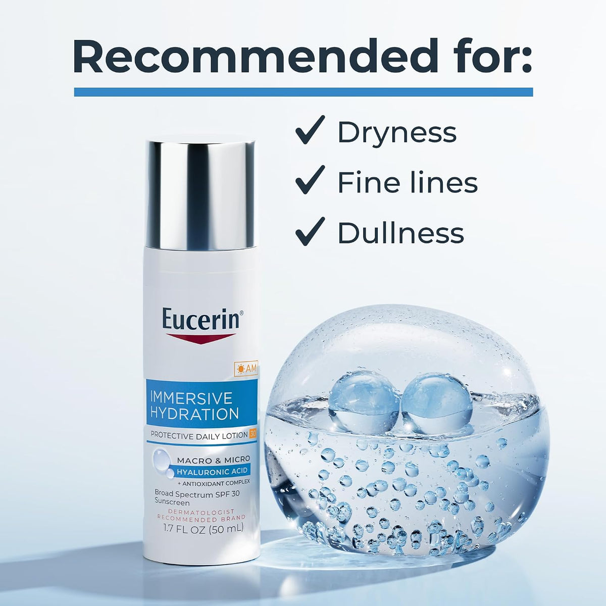 Eucerin Immersive Hydration Daily Face Lotion SPF 30, 1.7 Fl Oz (Pack of 12)