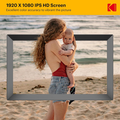 KODAK 15.6 Inch Large WiFi Digital Picture Frame, 1920x1080 FHD Touch Screen Electronic Photo Frame with AI Photo Art, 32GB Storage, 6 Ways Sharing Photos & Videos, for Mom Family