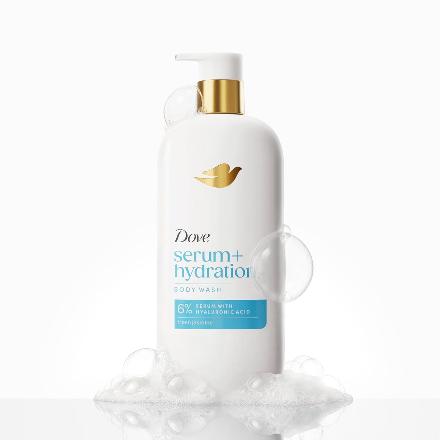 Dove Body Wash Hydration Boost Actively drenches dry skin 6% hydration serum with hyaluronic 18.5 oz