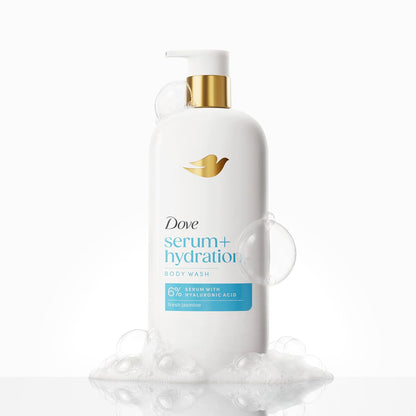 Dove Body Wash Hydration Boost Actively drenches dry skin 6% hydration serum with hyaluronic 18.5 oz