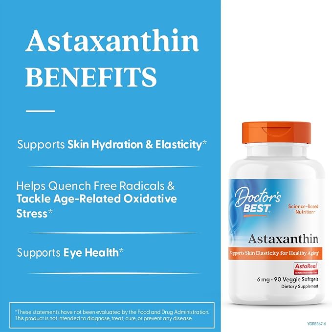 Doctor's BEST Astaxanthin Vegan Supplement 6 mg, 90 Veggie Softgels