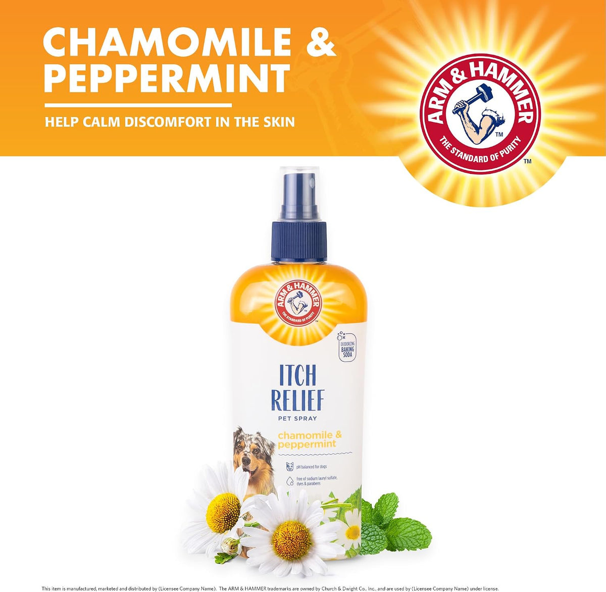 Arm & Hammer Dog Itch Relief Spray, Chamomile & Peppermint, 8 Fl Oz, 2-Pack