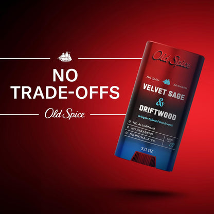 Old Spice Aluminum Free Deodorant for Men, The Spice Alchemist Collection, 24/7 Cologne Infused Scent, No Trade Off Formula, Free of Parabens & Phthalates, Velvet Sage + Drift Wood Scent, 3.0 oz