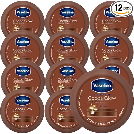 Vaseline Cocoa Glow 12-Pack – Intensive Care Body Cream, Moisturizer, 2.53 Oz Ea