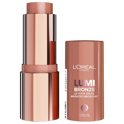 L'Oreal Paris Lumi Bronze Le Stick Soleil Bronzer Stick, Cream-To-Powder Bronzer For A Sunkissed Face Makeup Glow, 100 Sunkissed Rosé