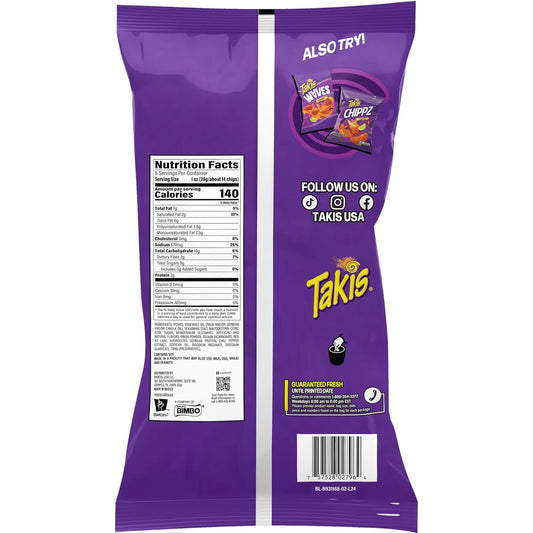 Takis Fuego Kettlez 8 oz Sharing Size Bag, Hot Chili Pepper & Lime Flavored Extreme Spicy Kettle-Cooked Potato Chips