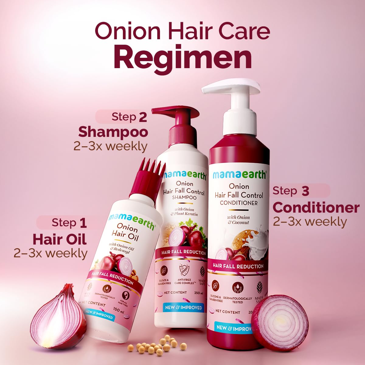 MAMAEARTH Onion Shampoo with Onion & Plant Keratin 20.29 Fl Oz (600ml)