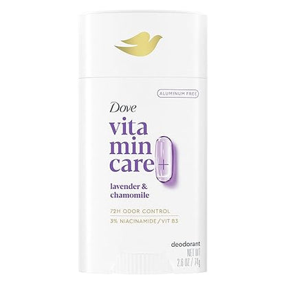 Dove VitaminCare+ Aluminum Free Deodorant Stick for 72H Odor Protection Lavender & Chamomile Breathable Deodorant for Women 2.6 oz