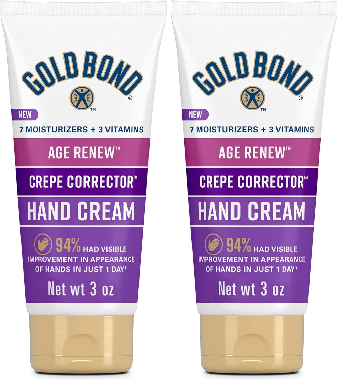 Gold Bond Age Renew Crepe Corrector Hand Cream, Replenishing & Smoothing Formula, 3 oz. (Pack of 2)