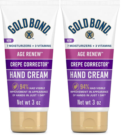 Gold Bond Age Renew Crepe Corrector Hand Cream, Replenishing & Smoothing Formula, 3 oz. (Pack of 2)