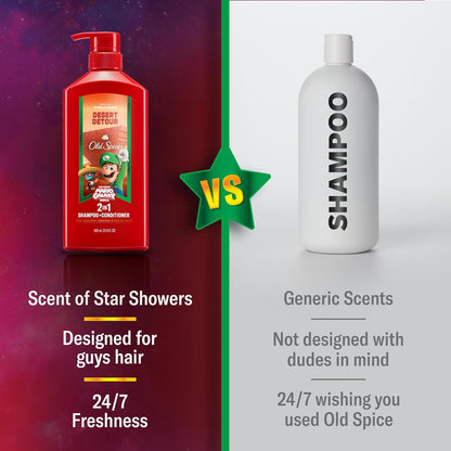 Old Spice Mens 2-in-1 Shampoo and Conditioner, Desert Detour, x The Super Mario Galaxy Movie, 21.9 fl oz