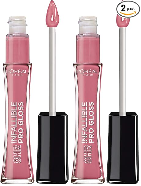 L’Oreal Paris Makeup Infallible 8 Hour Hydrating Lip Gloss, Nightfall Rose, 0.21 Fl Oz (Pack of 2)