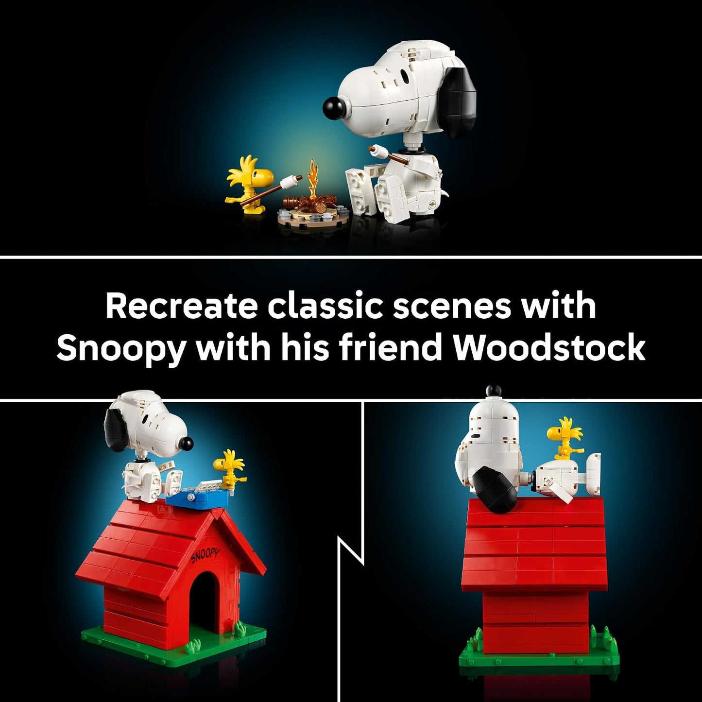 LEGO Ideas Peanuts: Snoopy's Doghouse 21368 | Collectible Building Set for Adults, Ages 18+, Relaxation Activity, Display for Home Office & Bedroom, 964 pieces