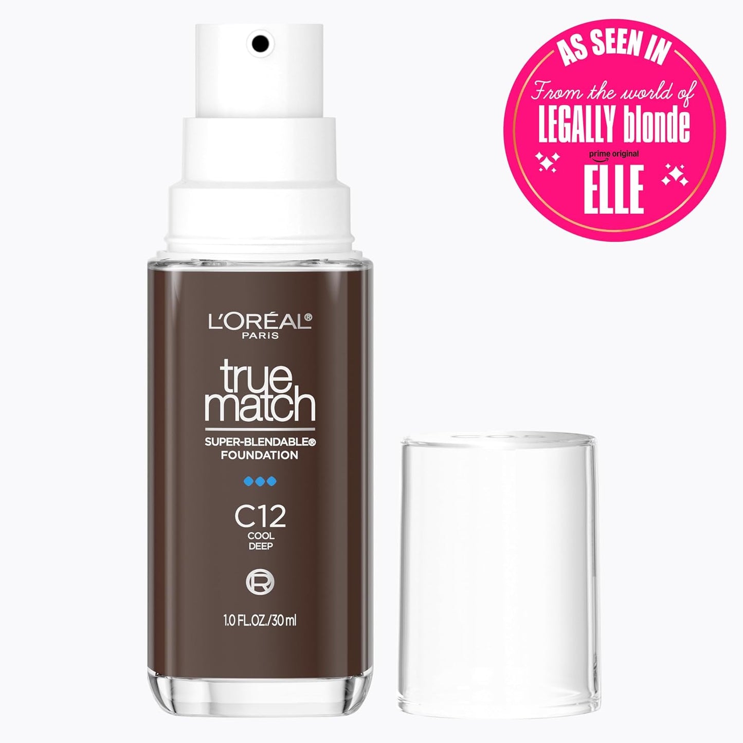 L'Oreal Paris True Match Super-Blendable Foundation, Medium Coverage Liquid Foundation Makeup, C12, Deep, 1 Fl Oz
