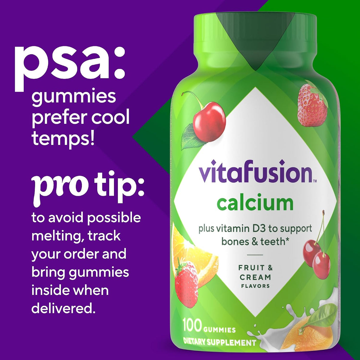 Vitafusion Calcium Gummies 500 mg Per 2 Gummies with Vitamin D3