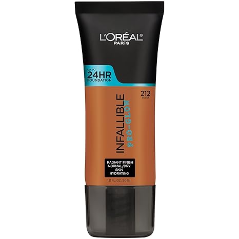 L'Oreal Paris Makeup Infallible Up to 24HR Pro-Glow Foundation, Cocoa, 1 fl oz.